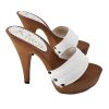 Zoccoli Donna Kiara Shoes Con Fascia In Pella E Tacco Stiletto 12 Cm - Modello M710 Nero, Made In Italy