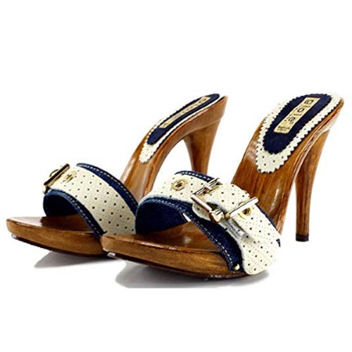 12cm high heels summer blue mules