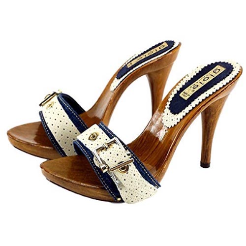 12cm high heels summer blue mules