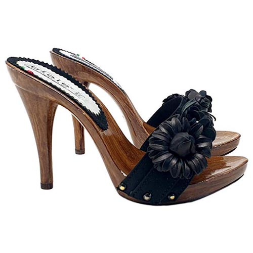 Scarpe Calzature donna Zoccoli e pianelle Zoccoli di fiori in nero 