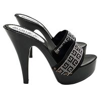 kiara shoes Zoccoli Sexy Total Black con Strass – G9507-NERO
