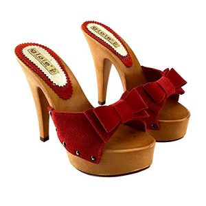 Zoccoli Da Donna Con Doppia Fascia Amaranto Tacco 9 Cm - K6101 AMARANTA - Italia - 11