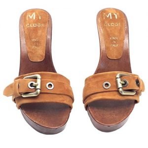 comfortable mules with buckle