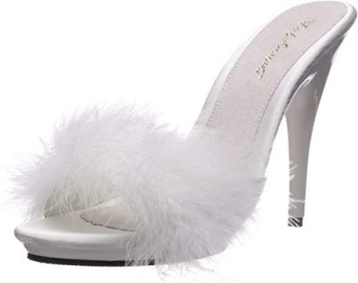 sandals with white feathers