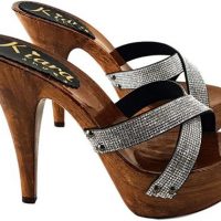 13cm high heel clogs with rhinestones