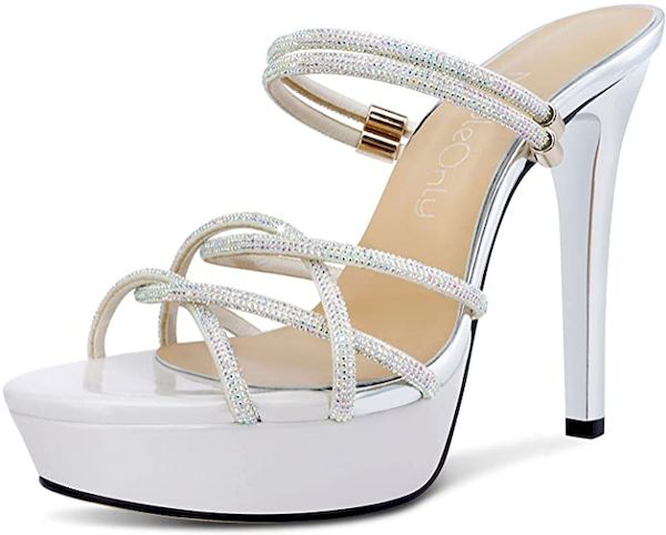 Scarpe Da Sposa Sandali Donna - Tacchi Alti 13 Cm In Pelle, Impermeabili Ed Eleganti - Foto 2